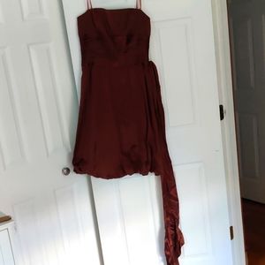 Rich brown silk cocktail dress with removable matching belt/ribbon accent